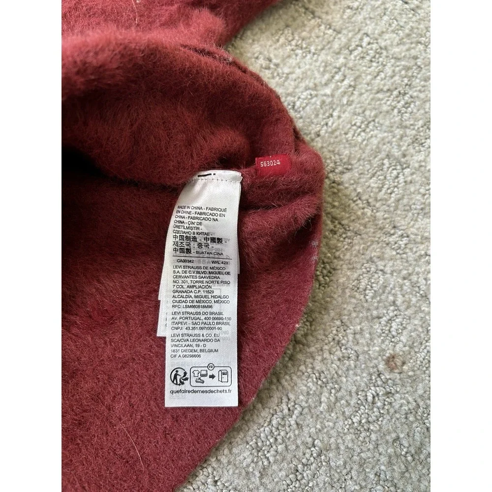 NWT Levi's COIT BOXY CARDIGAN in Poppy Red Relaxed Fit Womens L Fuzzy Wool Blend